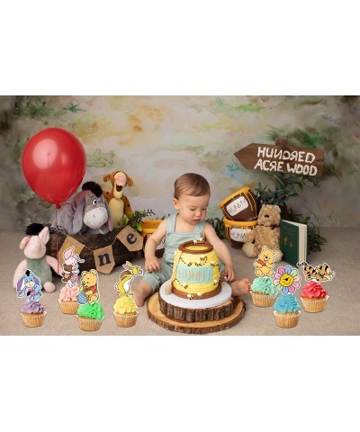 Winnie Cupcake Toppers 48 Pcs Cute Pooh Cake Topper The Pooh Baby Shower Decorations Perfect For Kids First Birthday Party Ca...