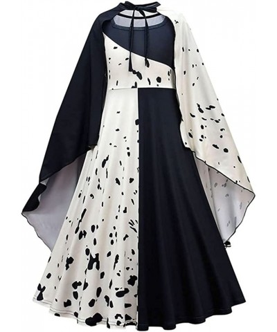 Girls Dress Cosplay Costume Gown Black White Maid Dress with Cloak Halloween $64.25 Kids' Costumes