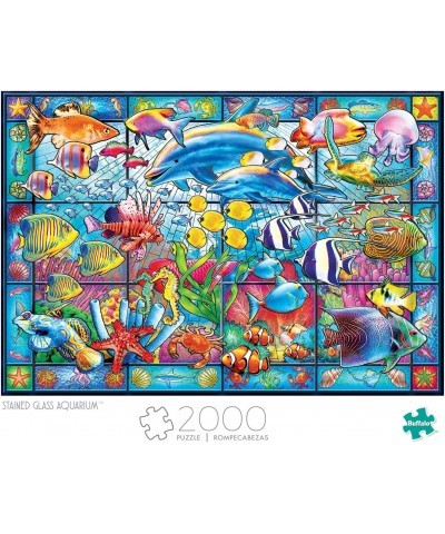 Stained Glass Aquarium - 2000 Piece Jigsaw Puzzle White $31.54 Jigsaw Puzzles