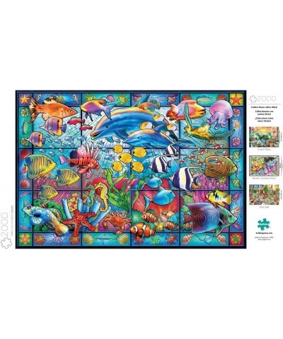 Stained Glass Aquarium - 2000 Piece Jigsaw Puzzle White $31.54 Jigsaw Puzzles