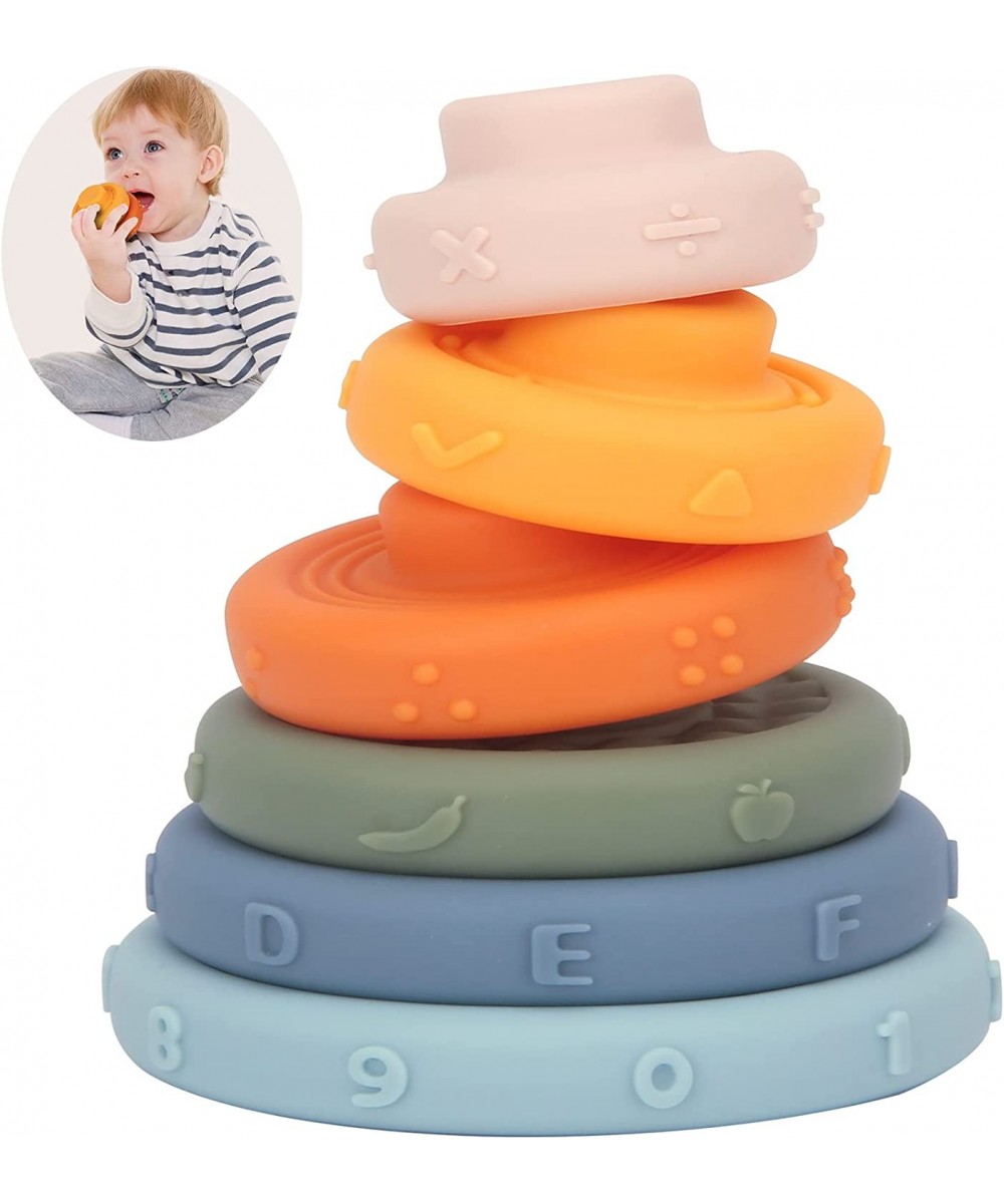 Baby?Toys 6-8-12 Months 6 Pcs Stacking Rings Soft Toys&Teething?Toys Squeeze Play with Early STEM Learning Toy Christmas Stoc...