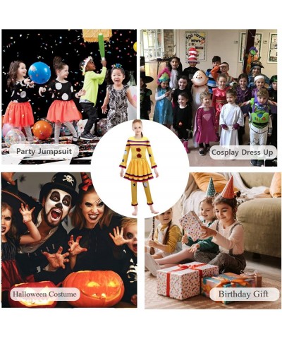 Kids Clown Costume Dress Halloween Cosplay Outfits with Mask 5-10Y $37.24 Kids' Costumes