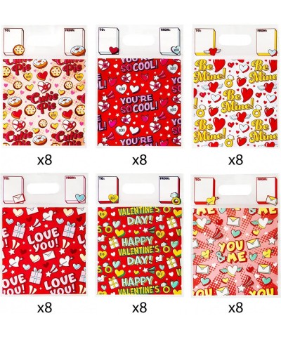 48 Pcs Valentine’s Day Sealing Gift Bag with Handles Candy Bag with 6 Designs for Kids Party Favor Classroom Exchange Prizes ...