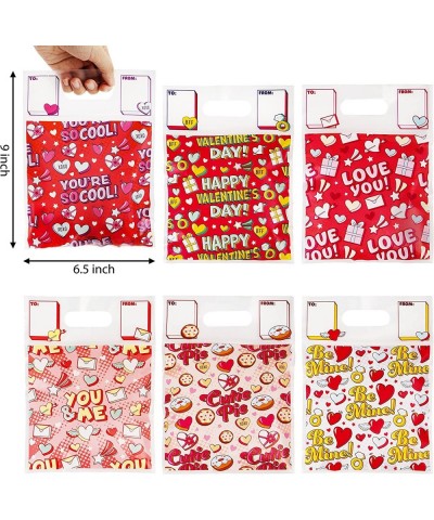 48 Pcs Valentine’s Day Sealing Gift Bag with Handles Candy Bag with 6 Designs for Kids Party Favor Classroom Exchange Prizes ...