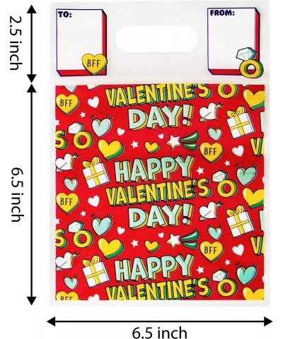 48 Pcs Valentine’s Day Sealing Gift Bag with Handles Candy Bag with 6 Designs for Kids Party Favor Classroom Exchange Prizes ...