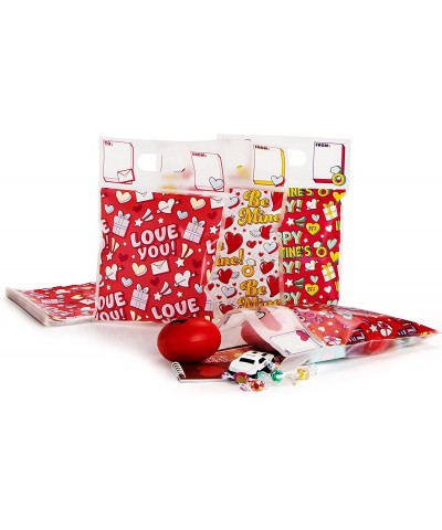 48 Pcs Valentine’s Day Sealing Gift Bag with Handles Candy Bag with 6 Designs for Kids Party Favor Classroom Exchange Prizes ...