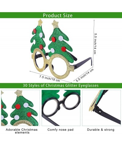 30 Pieces Christmas Glitter Party Glasses Frames Christmas Costume Eyewear Party Accessory Supplies Antlers Reindeer Snowman ...