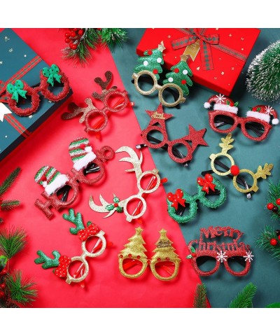 30 Pieces Christmas Glitter Party Glasses Frames Christmas Costume Eyewear Party Accessory Supplies Antlers Reindeer Snowman ...