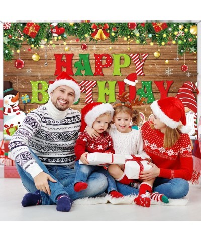 Christmas Birthday Theme Backdrop Merry Xmas Happy Birthday Background with Snowman and Gnome Pattern Xmas Birthday Photo Boo...