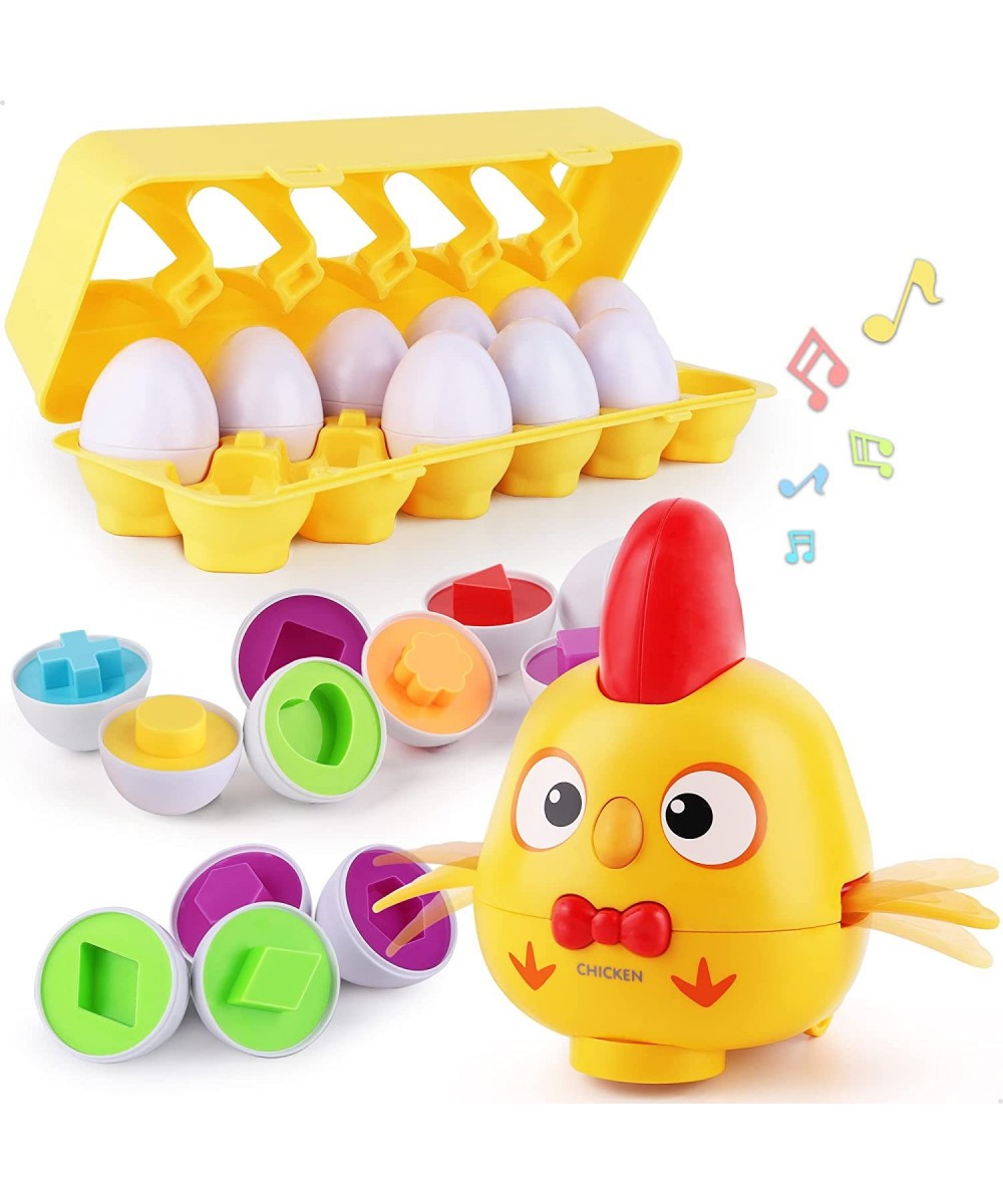 Baby Musical Chicken W/ Matching Egg Toys Boy Girl Educational Learning Color Shape Sorter Game Egg Interactive Montesorri Bi...