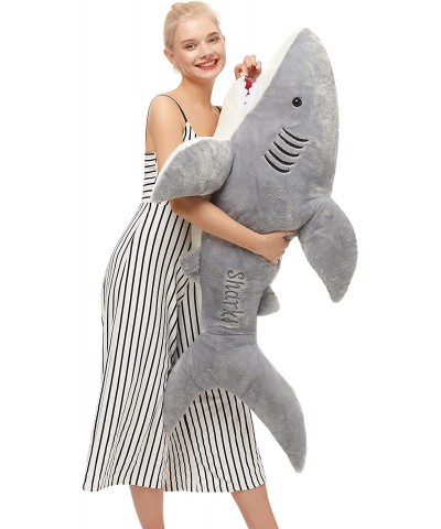 Giant Shark Stuffed Animal Giant Stuffed Shark Plush 51" Large Shark Plush Pillow Toy Gift for Kids Girlfriend Gray $76.64 Ki...