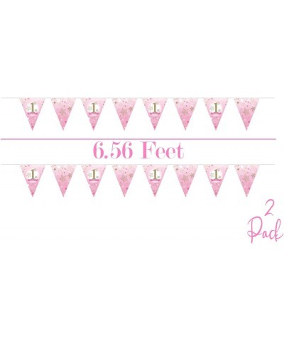 3 Pack 1st Birthday Girl Table Cloth Size 54" x 108" Includes 2 Pennant Banners 6.56 Feet Each Ideal for 1st Birthday Girl ta...