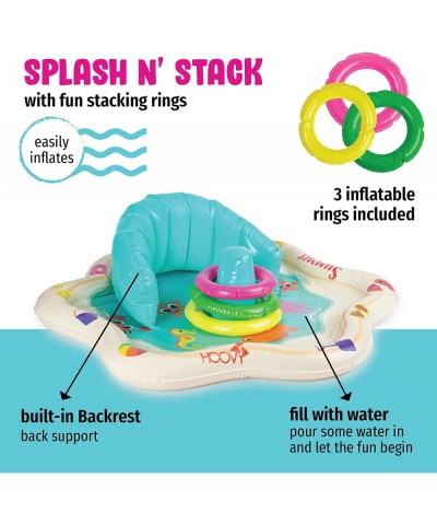 Inflatable Baby Splash Mat with Backrest & Fun Stackable Rings | Inflatable Baby Splash Pool | Infant Splash Pad with Stackin...