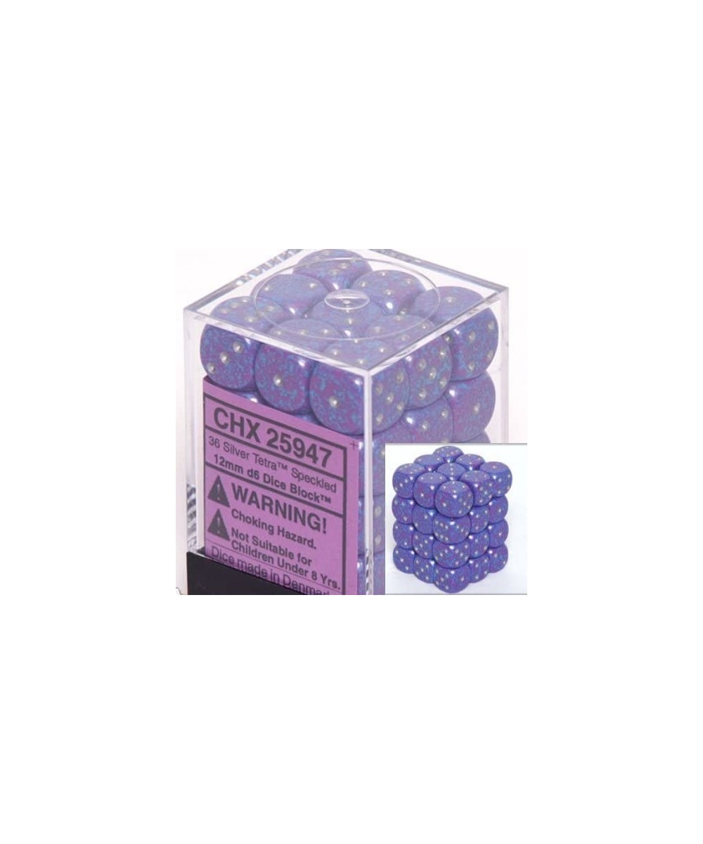 Dice d6 Sets: Silver Tetra Speckled - 12mm Six Sided Die (36) Block of Dice $18.53 Game Accessories