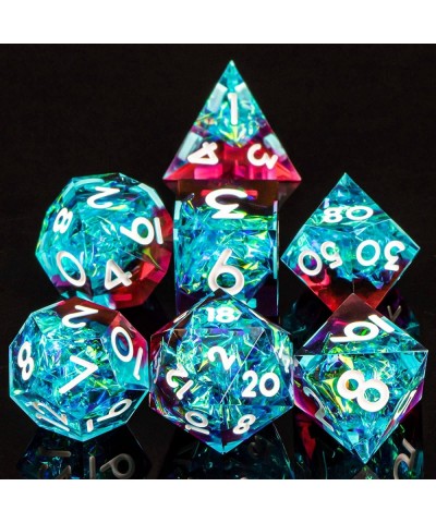 Resin DND Dice Set DD RPG Role Playing Gaming Sharp Edges Polyhedral 7 Pcs Translucent D and for Dungeons Dragons with Gift B...