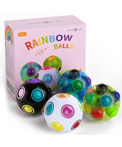 4 Pieces Magic Puzzle Fidget Ball Colorful Cube Light Rainbow Glow Puzzle Ball Brain Teaser Stress Reliever Puzzle Ball Toy F...