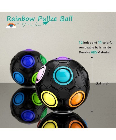 4 Pieces Magic Puzzle Fidget Ball Colorful Cube Light Rainbow Glow Puzzle Ball Brain Teaser Stress Reliever Puzzle Ball Toy F...