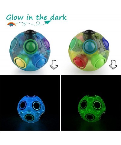 4 Pieces Magic Puzzle Fidget Ball Colorful Cube Light Rainbow Glow Puzzle Ball Brain Teaser Stress Reliever Puzzle Ball Toy F...