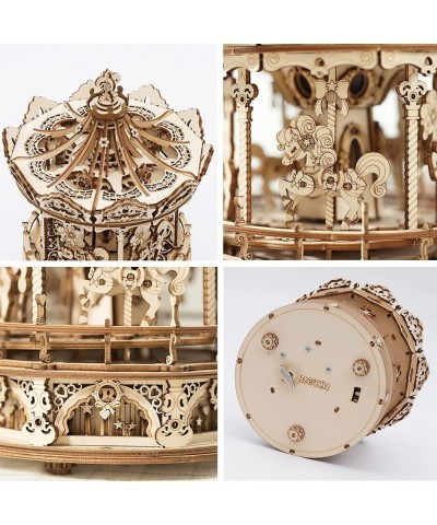 3D Wooden Puzzles Music Box - DIY Model Building Kit Mechanical Merry-go-Round Exquisite Display Gifts for Teens Man/Woman Fa...