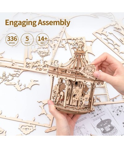 3D Wooden Puzzles Music Box - DIY Model Building Kit Mechanical Merry-go-Round Exquisite Display Gifts for Teens Man/Woman Fa...