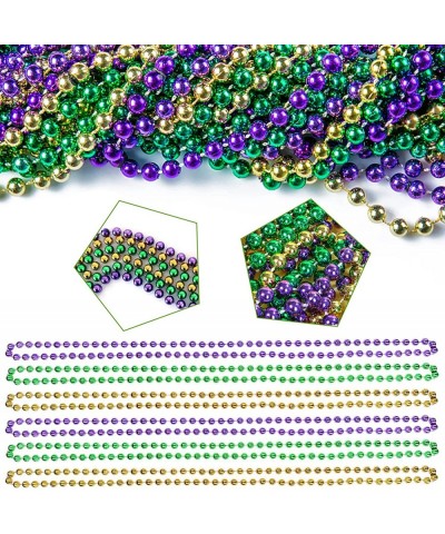 24 Pcs Mardi Gras Beads Necklaces Metallic Colors Necklaces Purple Gold Green Beads Necklaces Accessory for Mardi Gras Themed...