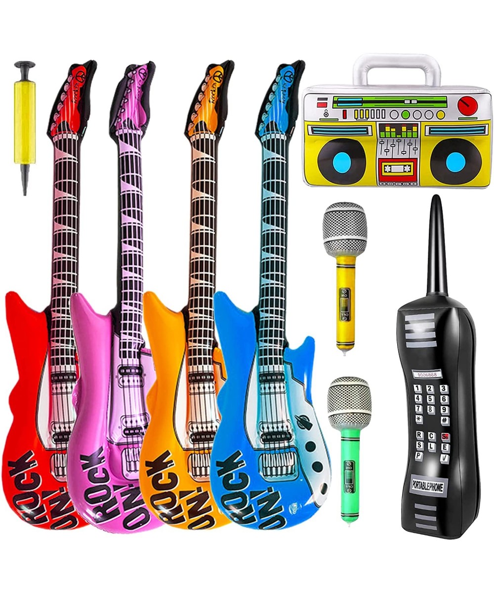 Inflatable Guitar Set Music Instruments Props Include Inflatable Rock Star Guitar Microphones Mobile Phones and Boombox for 8...