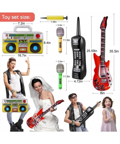 Inflatable Guitar Set Music Instruments Props Include Inflatable Rock Star Guitar Microphones Mobile Phones and Boombox for 8...