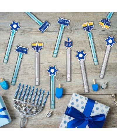 40 Pack Mini Hanukkah Bubble for Kids Party Favor Decoration Happy Hanukkah Purim Menorah Hanukkah Dreidel Hexagram Mini Bott...