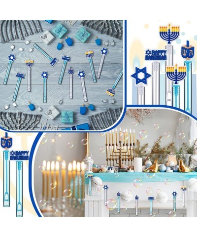 40 Pack Mini Hanukkah Bubble for Kids Party Favor Decoration Happy Hanukkah Purim Menorah Hanukkah Dreidel Hexagram Mini Bott...