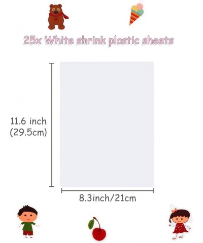 25 Sheets White Printable Shrink Plastic Sheets Shrink Films Papers for Inkjet Printer Kids DIY Art and Craft Activity 8.3 x ...