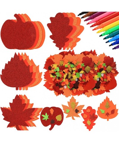 344 Pcs Fall Maple Leaf Stickers Foam Pumpkin Craft Kit Art Crafts Set DIY Thanksgiving Decorations for Kids Boys Girls Hallo...