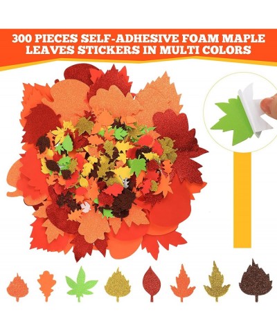 344 Pcs Fall Maple Leaf Stickers Foam Pumpkin Craft Kit Art Crafts Set DIY Thanksgiving Decorations for Kids Boys Girls Hallo...