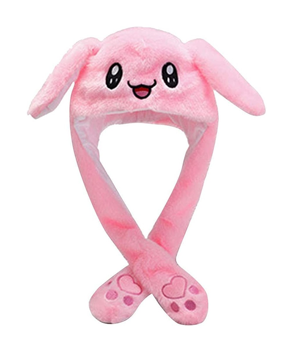 Cute Bunny Hat with Moving Ears for Adults Kids Pinch Ear to Jump Kawaii Plush Rabbit Hat Cap for Party Cosplay $21.41 Kids' ...