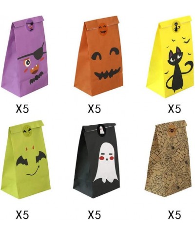 30 Pcs Halloween Treat Bags with Stickers 6 Styles Halloween Candy Bags for Reusable Trick or Treat Halloween Party Favor Bag...