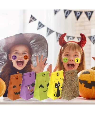 30 Pcs Halloween Treat Bags with Stickers 6 Styles Halloween Candy Bags for Reusable Trick or Treat Halloween Party Favor Bag...