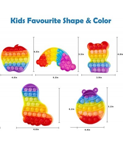 Pop Bubble Fidget Toy Gift for Kids Push 5 Pack Anxiety Sensory Set Rainbow Horse Bear Home School Office for Boys $14.82 Fid...