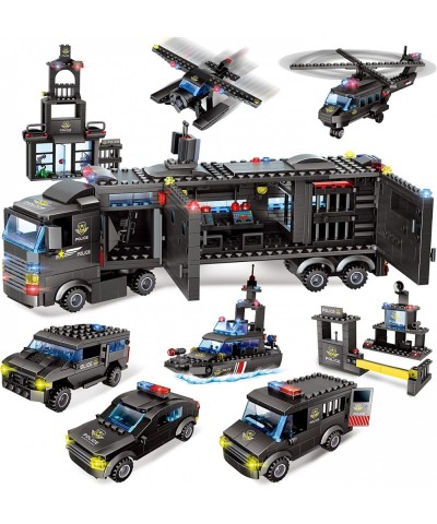 City Police Station Building Kit-SWAT Police Mobile Command Center Truck Helicopters Building Blocks Toy Best Learning & Role...