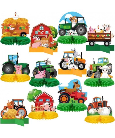 12 Pcs Tractor Farm Party Decorations Tractor Honeycomb Table Centerpiece Tractor Birthday Party Supplies Animal Farmer Table...