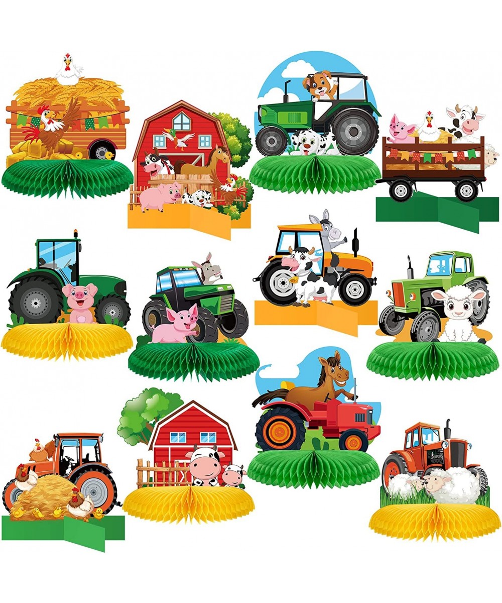 12 Pcs Tractor Farm Party Decorations Tractor Honeycomb Table Centerpiece Tractor Birthday Party Supplies Animal Farmer Table...