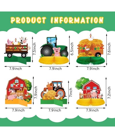 12 Pcs Tractor Farm Party Decorations Tractor Honeycomb Table Centerpiece Tractor Birthday Party Supplies Animal Farmer Table...