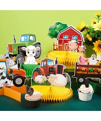 12 Pcs Tractor Farm Party Decorations Tractor Honeycomb Table Centerpiece Tractor Birthday Party Supplies Animal Farmer Table...