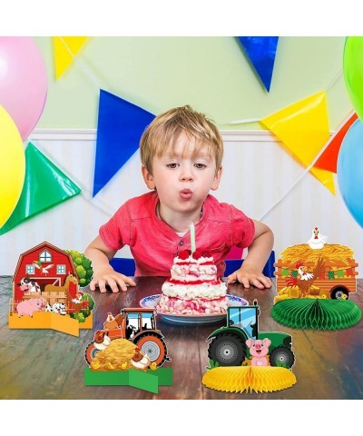 12 Pcs Tractor Farm Party Decorations Tractor Honeycomb Table Centerpiece Tractor Birthday Party Supplies Animal Farmer Table...