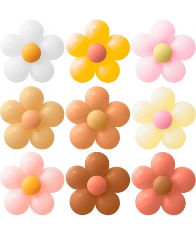 18 Set Boho Daisy Flower Balloons DIY Kit Orange Pink Yellow Latex Balloon 10 Inch Groovy Retro Hippie Balloons Garland Party...