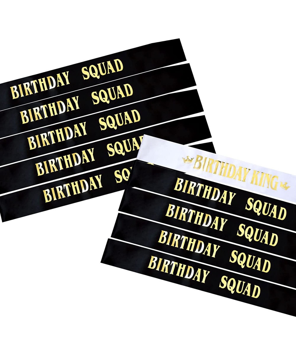 Birthday King and Birthday Squad Sashes Kit 10 PCS White and Black Fun Birthday Sashes for Men Funny Birthday Gifts Favors Pa...