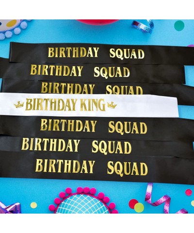 Birthday King and Birthday Squad Sashes Kit 10 PCS White and Black Fun Birthday Sashes for Men Funny Birthday Gifts Favors Pa...