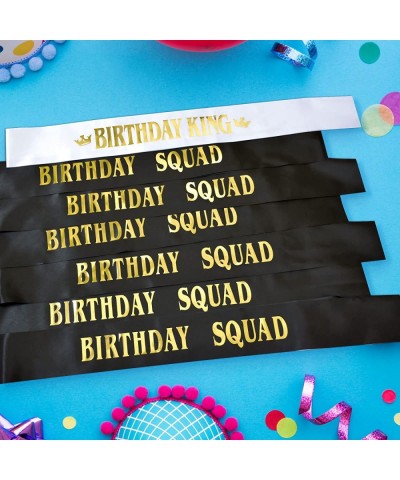 Birthday King and Birthday Squad Sashes Kit 10 PCS White and Black Fun Birthday Sashes for Men Funny Birthday Gifts Favors Pa...