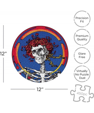 Grateful Dead Skull & Roses Record Disc Puzzle (450 Piece Jigsaw Puzzle) - Glare Free - Precision Fit - Officially Licensed M...