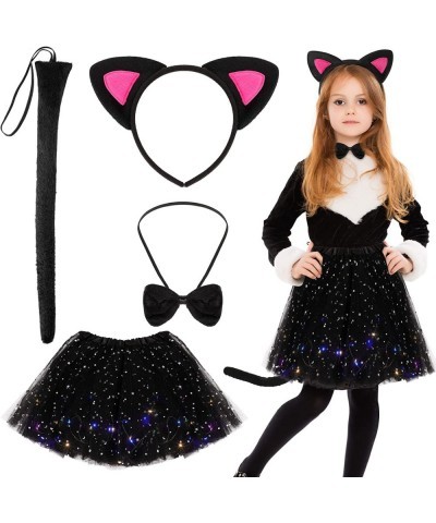 Cat Costume Set Includes Cat Ears and Tail Set LED Light Tutu Skirt Bowtie Headband Kitten Costume for Girls Cosplay Dress Pa...