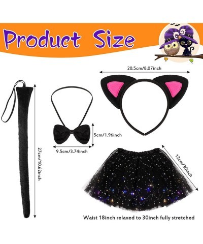 Cat Costume Set Includes Cat Ears and Tail Set LED Light Tutu Skirt Bowtie Headband Kitten Costume for Girls Cosplay Dress Pa...