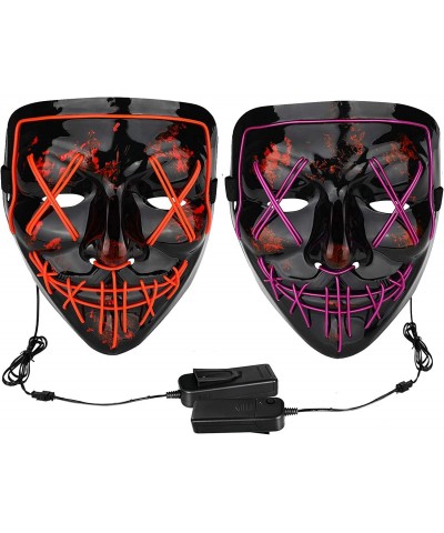 Halloween Mask LED Light up Mask Red Bundle with Purple for Festival Cosplay Halloween Costume Masquerade Parties $44.95 Kids...